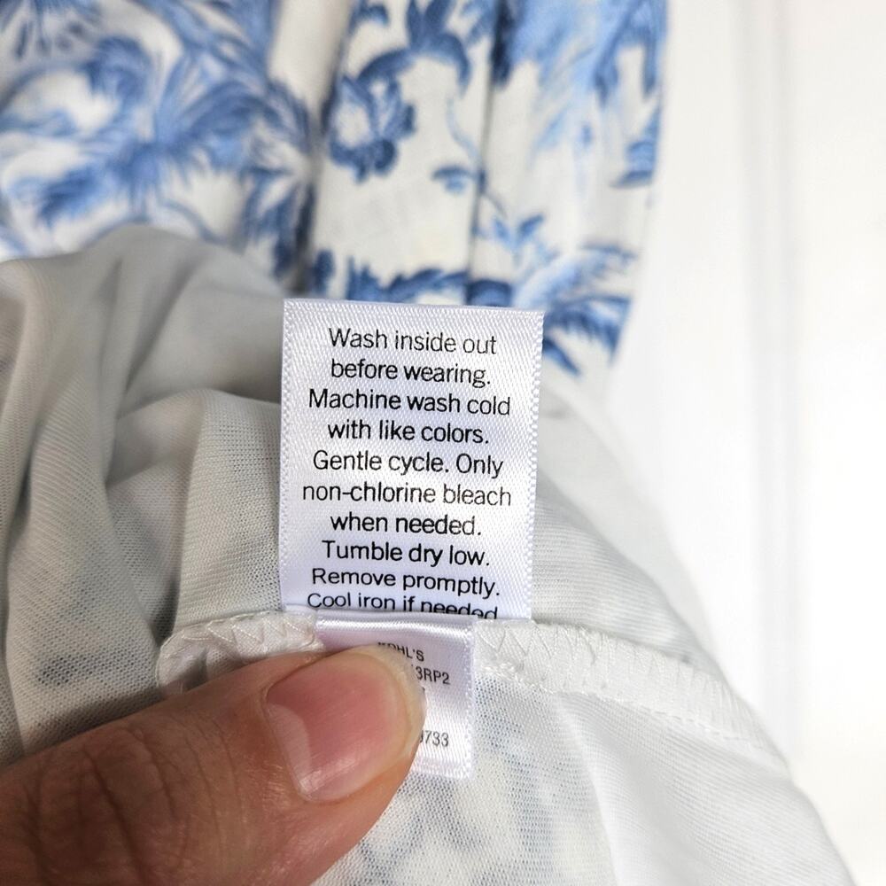 LC Lauren Conrad Linen Blend Tropical Blue and White A-Line Skirt - Picture 6 of 6